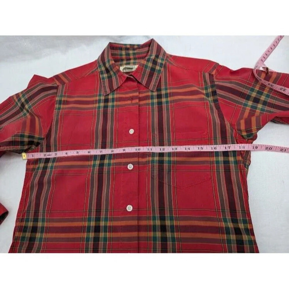 Eddie Bauer Christmas Plaid button up, red green yellow festive women's XS C11 - Picture 9 of 11